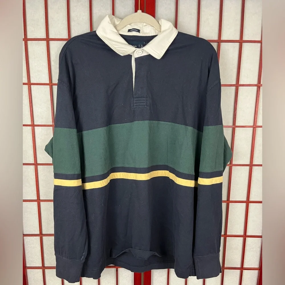 Abercrombie & Fitch Rugby Oversized Long Sleeve Polo Shirt